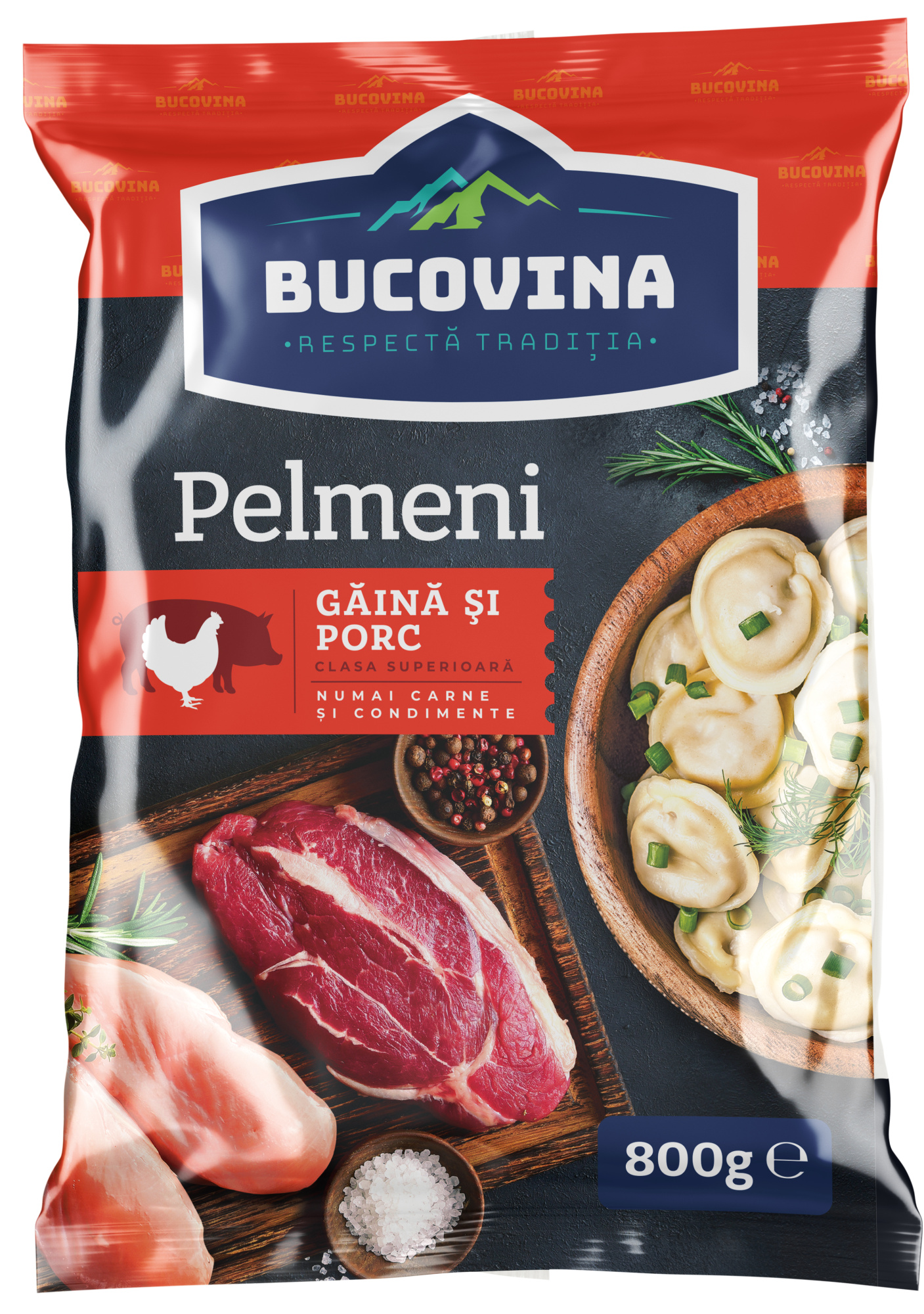 BUCOVINA Pelmeni cu carne de găină si porc 800 g